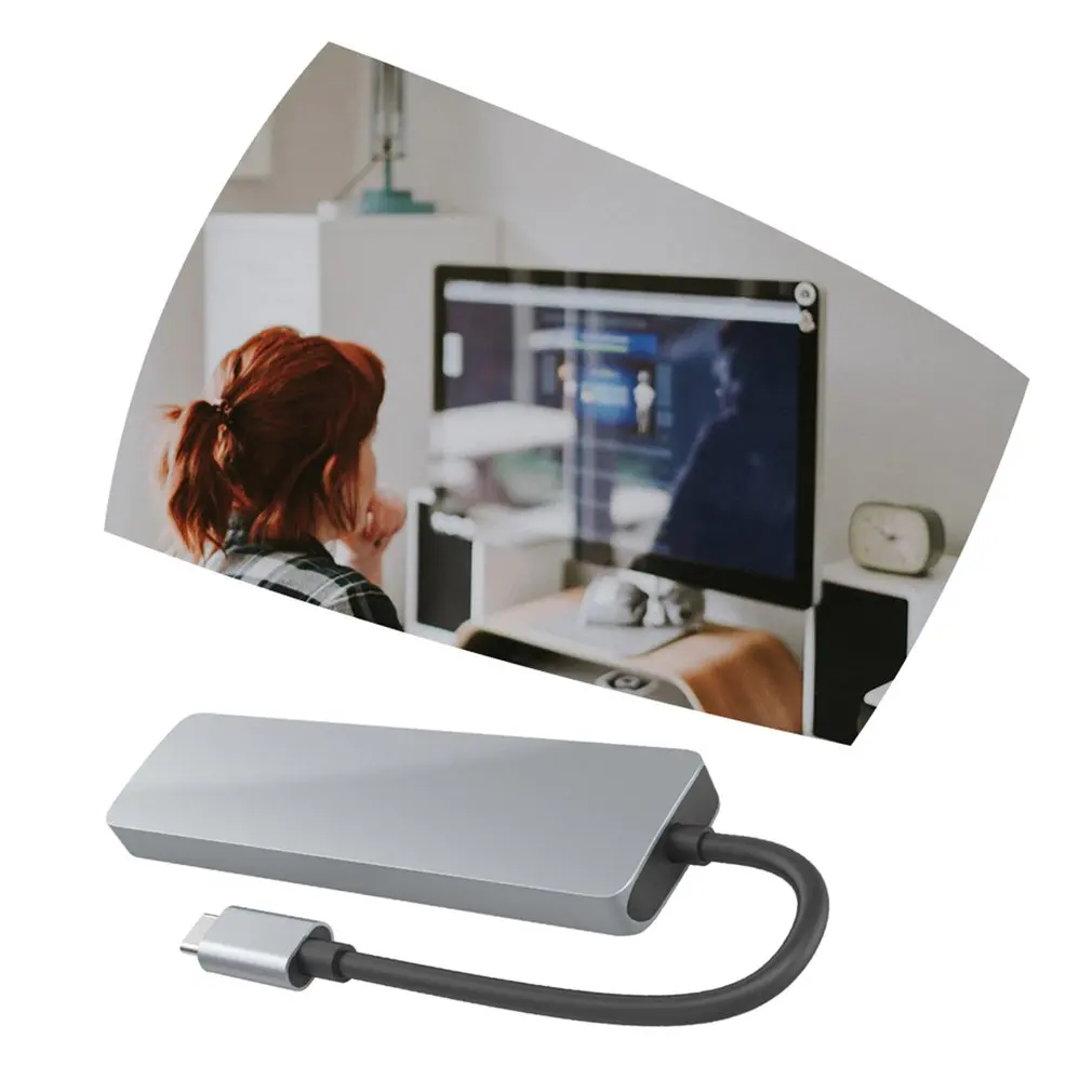 

USB 3.1 Type-C Hub To HDMI Adapter 4K Thunderbolt 3 USB C Hub With Hub 3.0 TF Security Digital Reader Slot For MacBook Pro