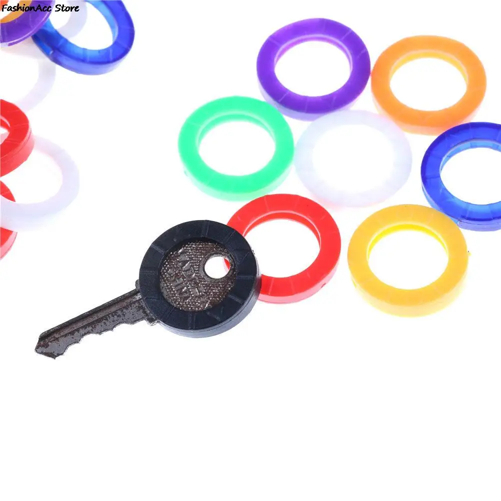 

10pcs Fashion Elastic Hollow Rubber Key Covers Multi Color Round Soft Silicone Keys Locks Cap Topper Keyring Case