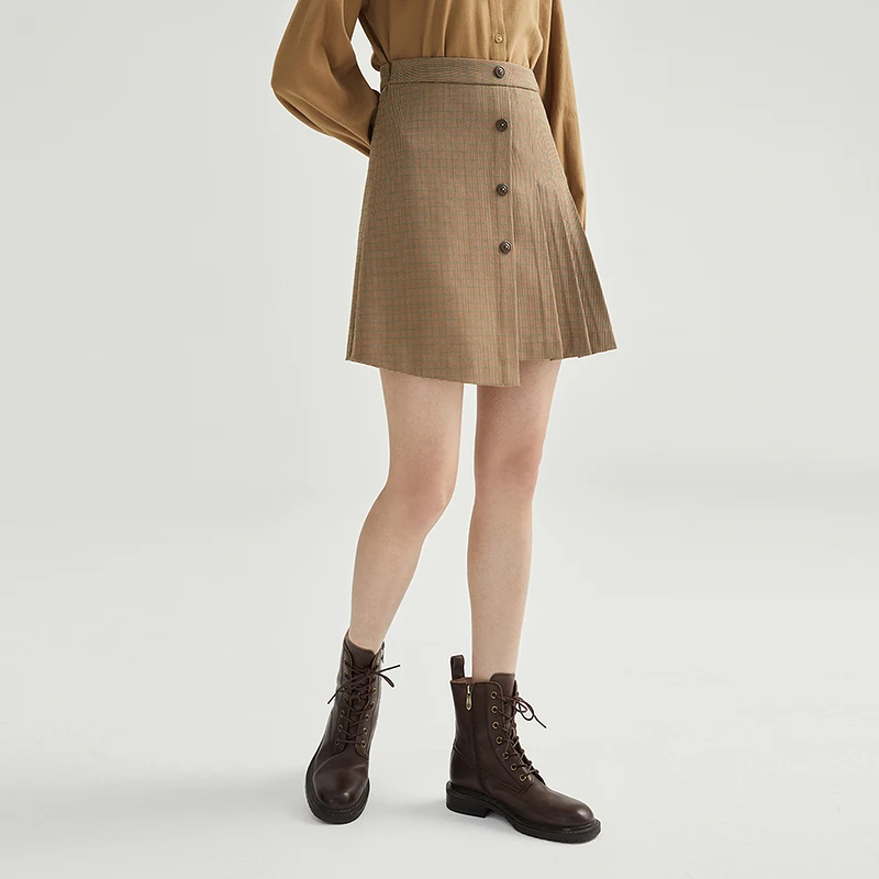 Женская юбка INMAN винтажная элегантная плиссированная в клетку с высокой талией и