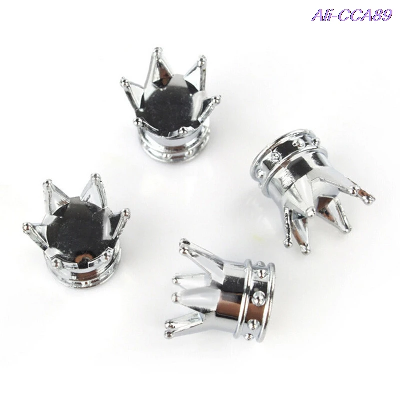 

4Pcs Silver Crown Tire Tyre Valve Caps Truck Motorcycle Car Bike MTB Bicycle Crown Shaped Tire Wheel Stem Air Valve Caps