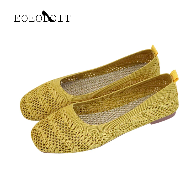 Женские балетки EOEODOIT эластичные туфли на плоской подошве с квадратным носком без