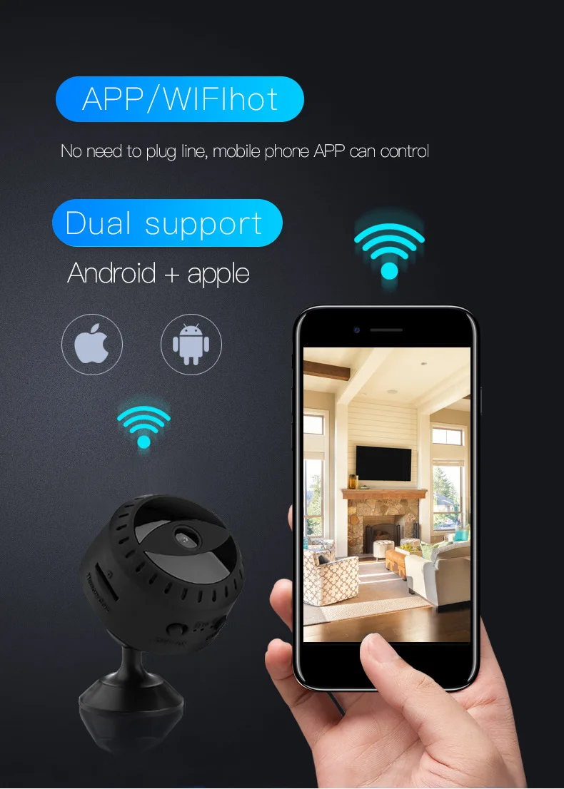 150 градусов супер широкий угол 1080P HD Беспроводная Wi Fi мини камера инфракрасная