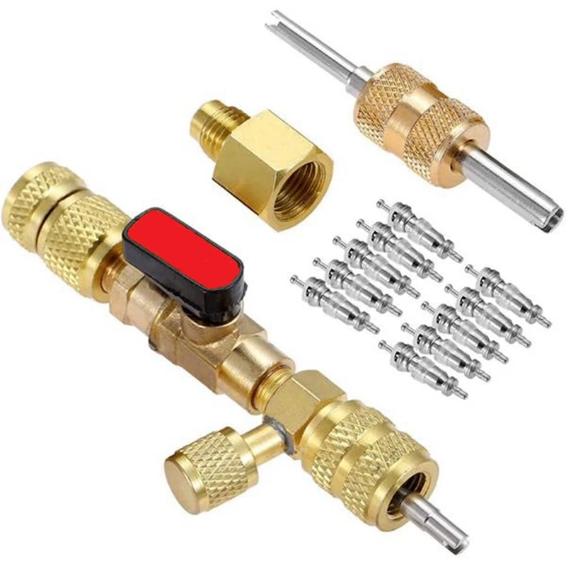 

R410A R22 Valve Core Remover Installer Tool with Dual Size SAE 1/4 & 5/16 Port for R404A R407C R134A R12 R32 HVAC