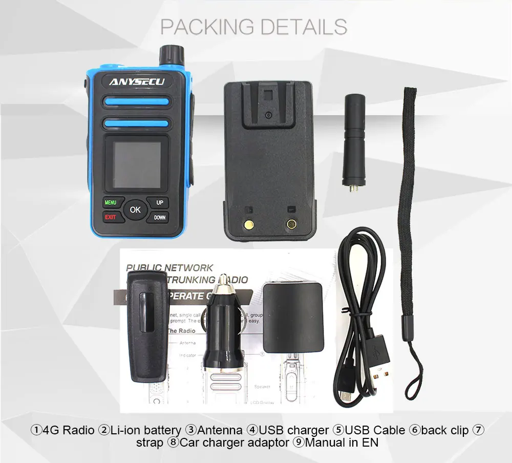 ANYSECU 4G сеть радио 4G-F8plus с gps работает с реальным-ptt LTE WCDMA GSM Walkie Talkie PC dispatcher домофон