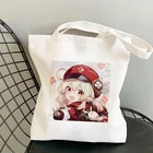 Холщовая Сумка для покупок Genshin Game Kawaii Anime сумки для шопинга, сумка через плечо, повседневная женская сумка, эко-сумка большой емкости
