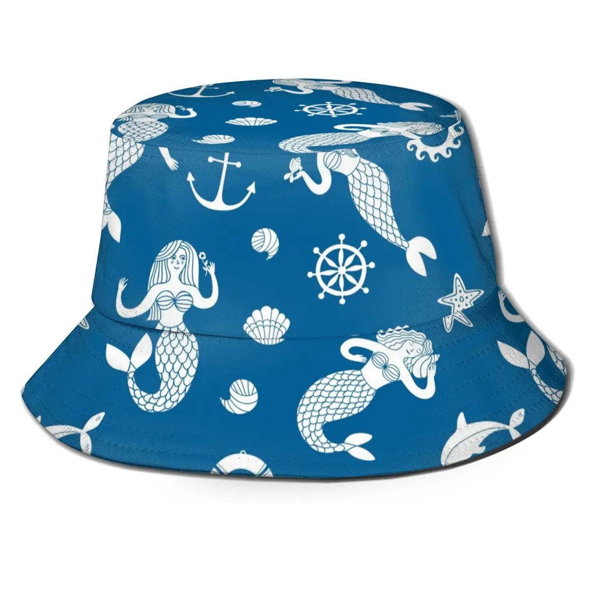 

CINESSD Lovely Mermaids And Sea Elements Unisex Casual Sun Hat Bucket Hat for Women Bob Hip Hop Caps Summer Fisherman Hat Panama