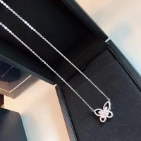 hot sale of fashion zircon butterfly 925 sterling silver necklace original brand high quality jewelry logo exquisite female gift