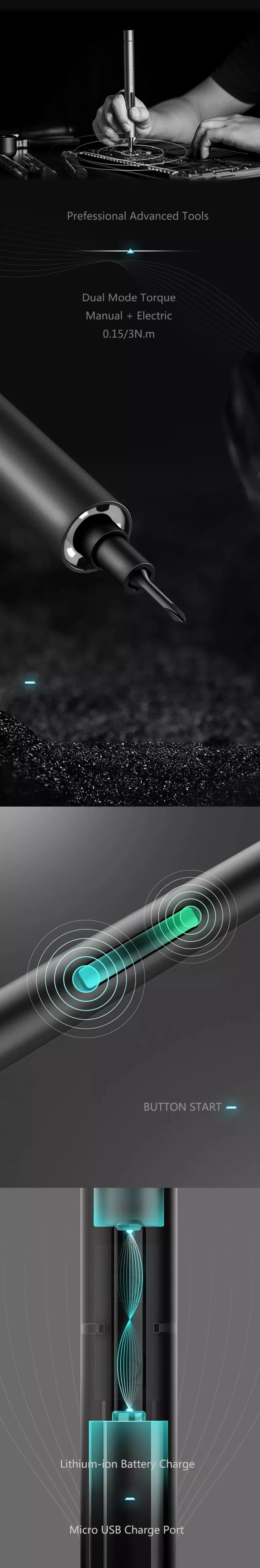 Xiaomi Wowstick 1F+ 64 в 1 Электрический отвертка Беспроводная литий-ионная Зарядка светодиодный шуруп набор Mijia Driver Kit