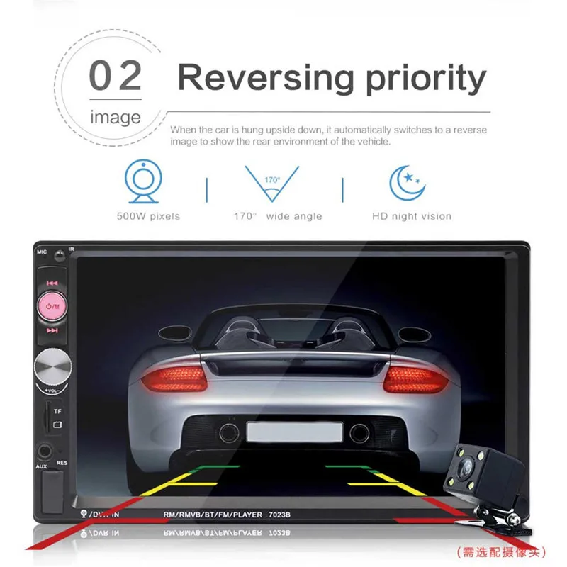 Автомагнитола 2 Din MP5-плеер с 7 "сенсорным экраном Bluetooth USB TF FM камерой и пультом