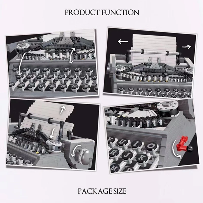 

New Arrival High-tech Creator Retro Classic Typewriter Building Blocks Assembly Toys Birthday Christmas Gift For Adult