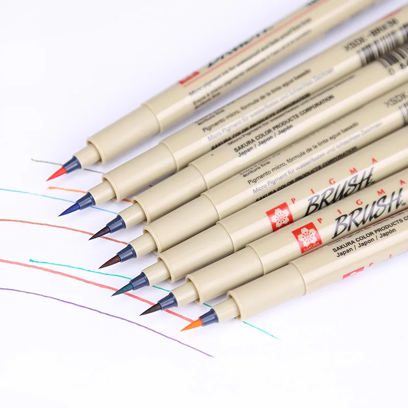 9 цветов Pigma ручки Micron художественные маркеры линейка ручка мягкая кисть BR