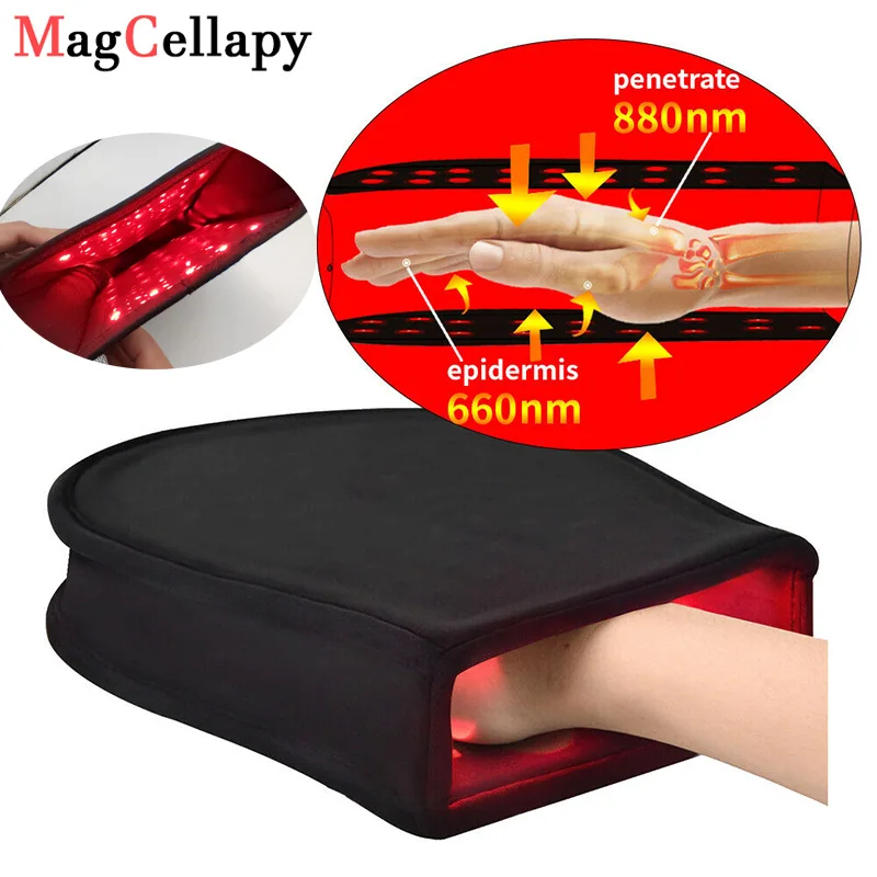 

Red & Infrared light therapy device for hand Pain Relief Near Infrared Mitten Glove for Arthritis Fingers Double Side LED 880NM