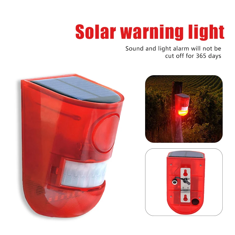 

Solar Alarm Light Anti-theft Human Body Induction Infrared Drive Sensor Siren Strobe Warning Light Outdoor Garden Security