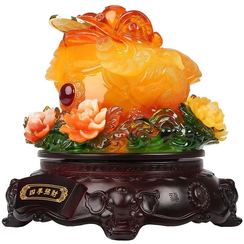 

Lucky Feng shui toad decoration cash desk business Hotel home decoration golden cicada mascot statue home decor