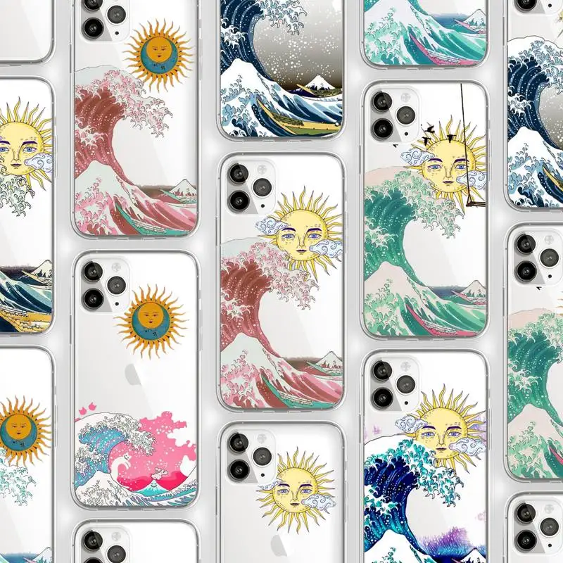 

aesthetic vaporwave sea Phone Case Transparent for iPhone Samsung 11 12 6 7 8 9 30 Pro X Max XR Plus lite