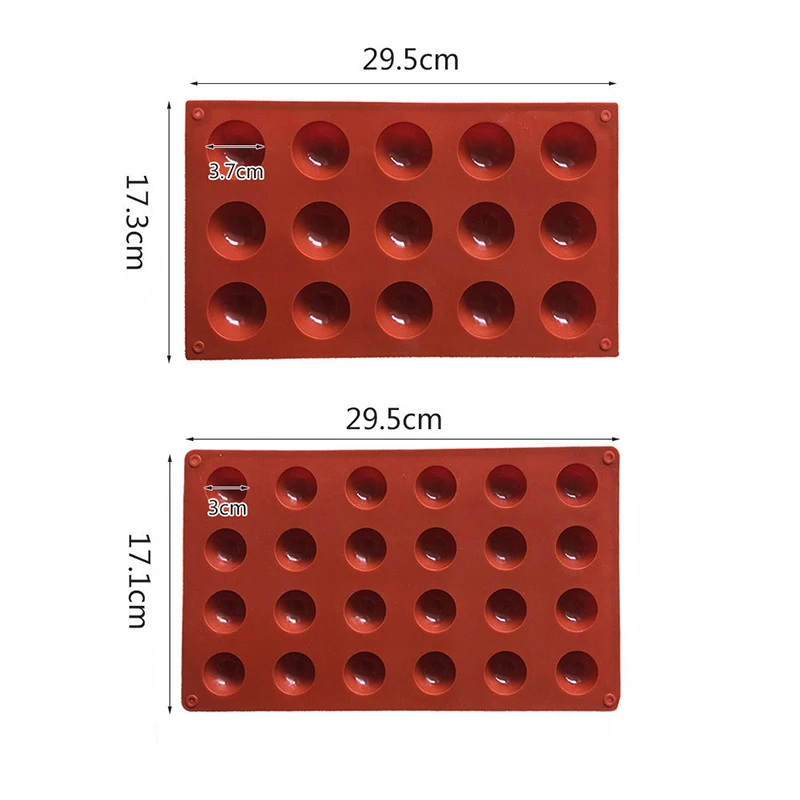 

Large Semicircular Mousse Cake Mold Household Solid Color 6/8/15/24 Holes Semicircular Hemispherical Chocolate Silicone Mold