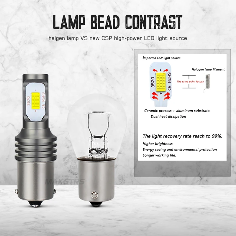 2x1156 светодиодный лампы BA15S BAY15D 1157 W21W 7440 7443 P21W S25 Canbus 6000K обратный светильник Резервное копирование задний фонарь поворота тормозной сигнал светильник