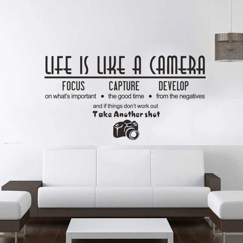 Цитата Жизнь как камера настенные Стикеры стильная фотография настенная