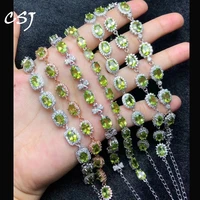csj genuine natural peridot bracelet sterling 925 silver gemstone 57mm jewelry for women birthday party gift box