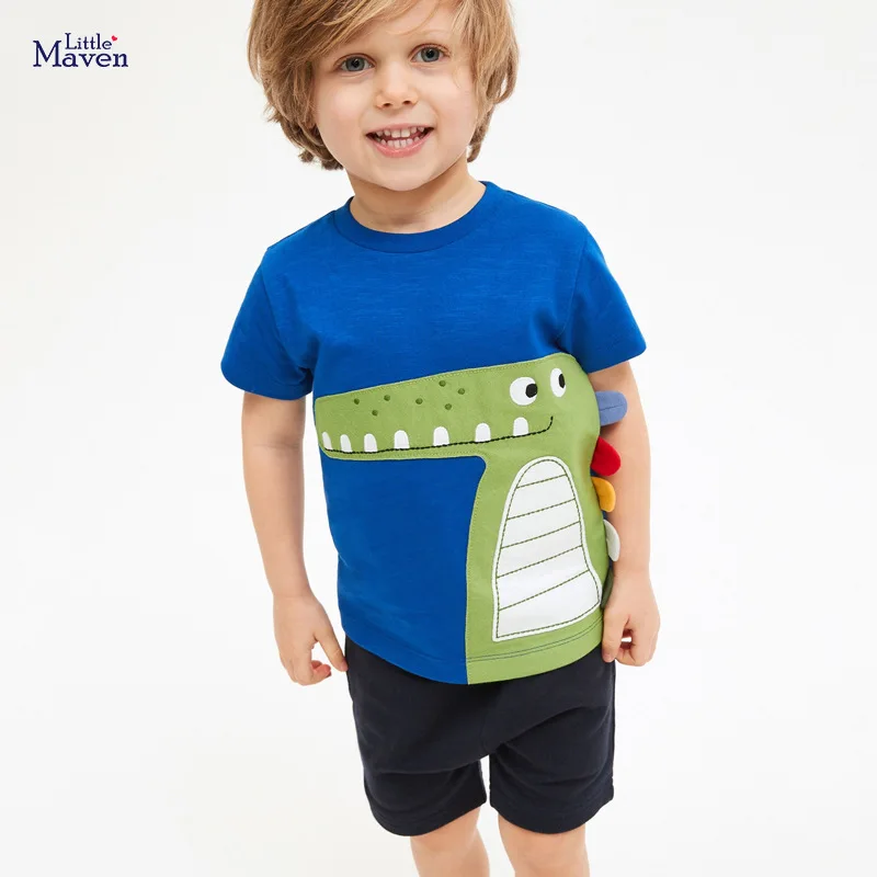 

Комплект детской одежды с аппликацией крокодила из хлопка