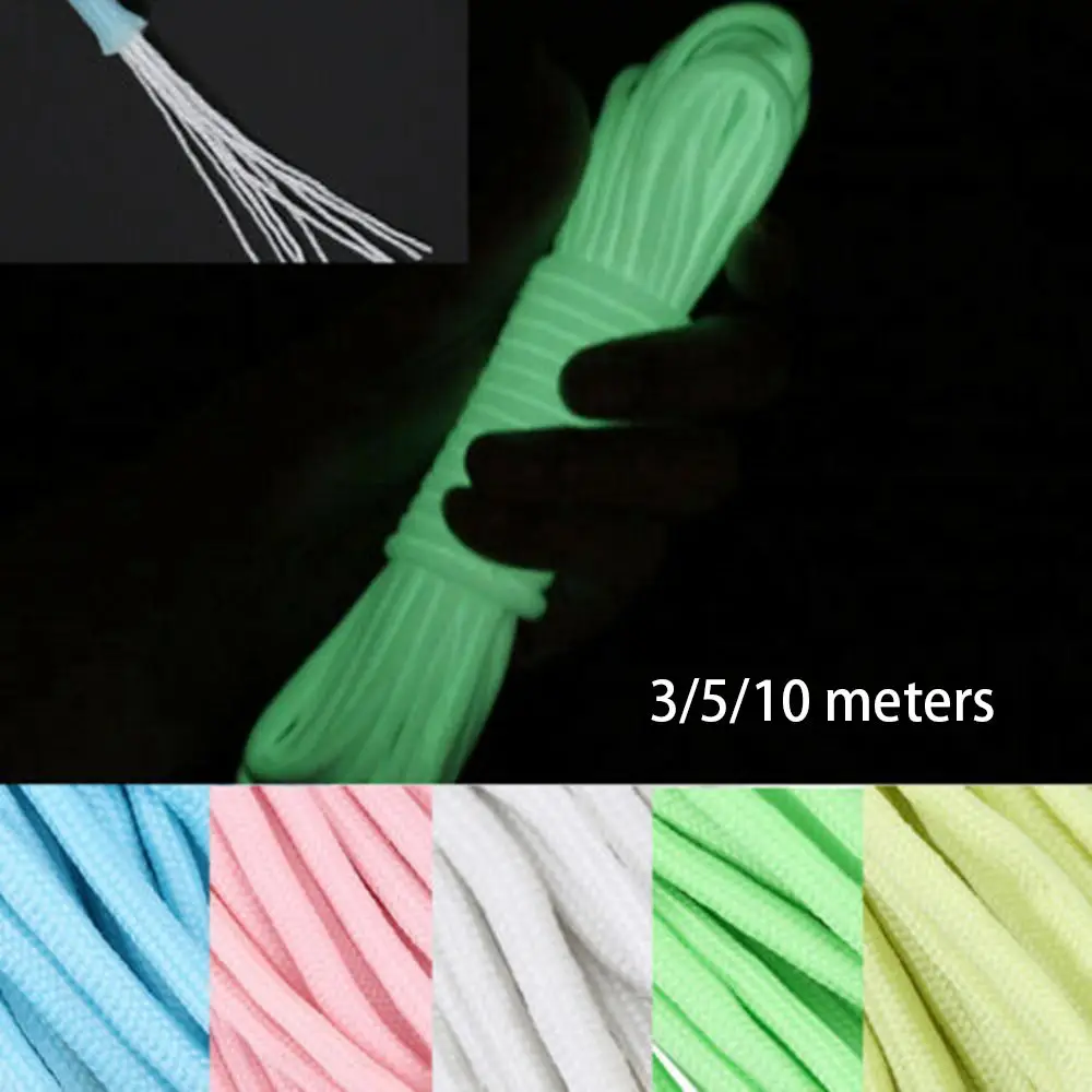 Meters High quality 550LB 6 colors Camping Equipment Survival Paracord Lanyard Ropes Luminous Rope Camp Glow Paracords