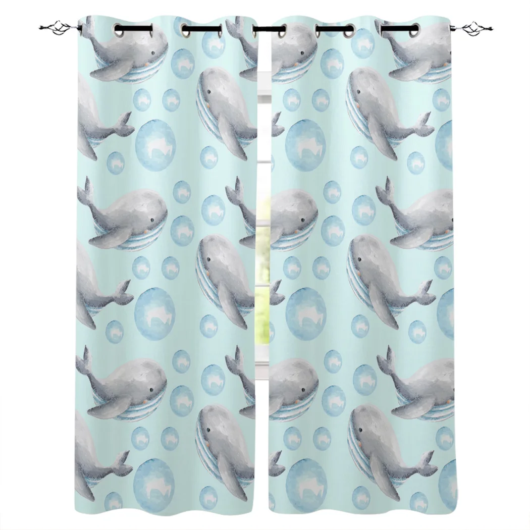 Фотоштора Океаническая и морская жизнь с рисунком Кита Штора для гостиной