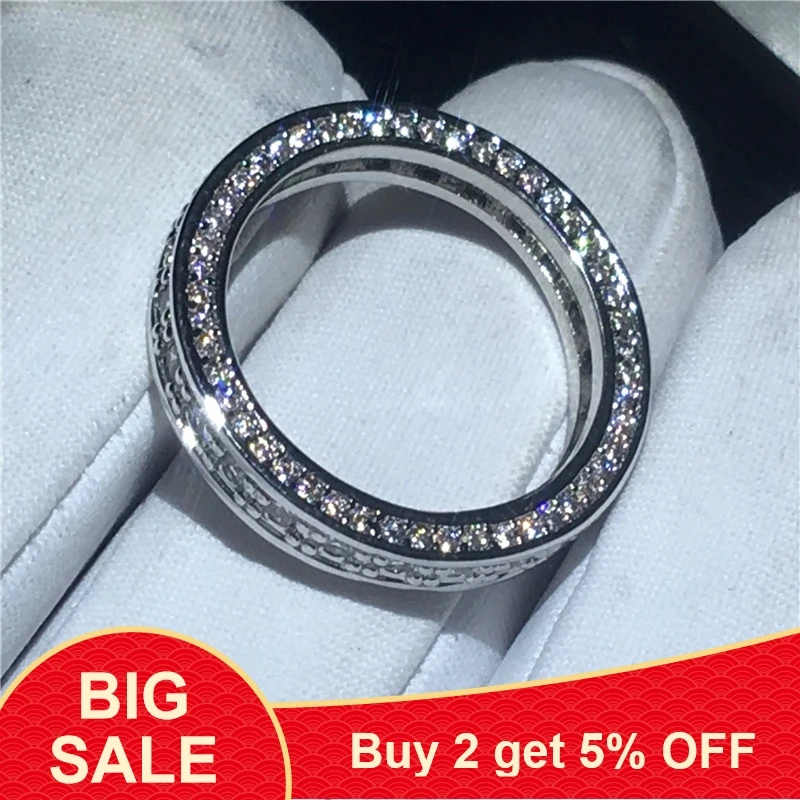 Fashion Dainty Ring Pave set Cz Stone 925 Sterling Silver Party Wedding band Rings For Women Valentine's Day Gifts