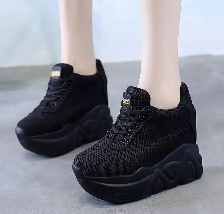 

2020 White Trendy Shoes Women High Top Sneakers Women Platform Ankle Boots Basket Femme Femmes Height Increase Shoes