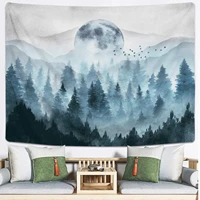 foggy forest tapestry misty mountain tapestries magical nature tapestry fog tree tapestry woodland landscape tapestry