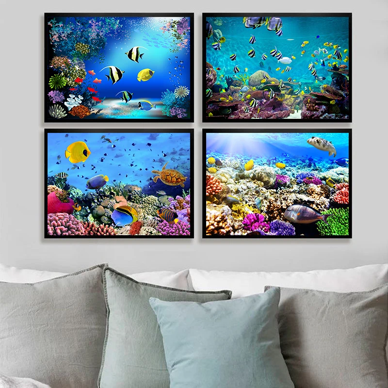 Подводный мир Рыбы плакаты и принты Холст Картина рыба картинки Гостиная Спальня