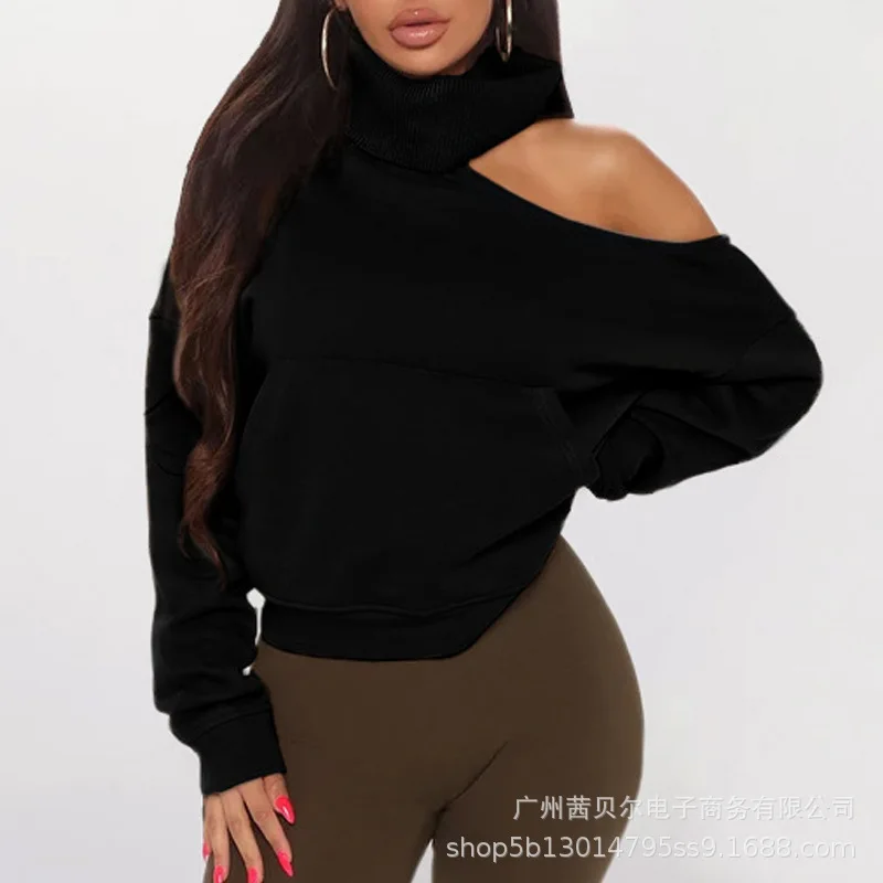 

Женский свободный пуловер WEPBEL, повседневный Однотонный свитер с высоким воротником и длинными рукавами