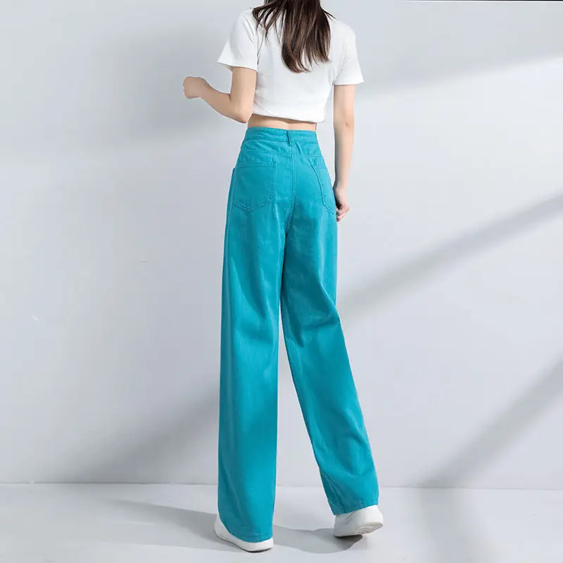 

Student Fashion High-waisted straight-leg jeans women summer thin section loose and thin design wide-leg mopping pants 2021 new