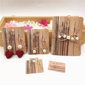 100 шт. бумажные ювелирные изделия дисплей карты аксессуары серьги карты Винтаж дерево зерна Стиль Белый Ювелирные изделия падение серьги Упаковка карты