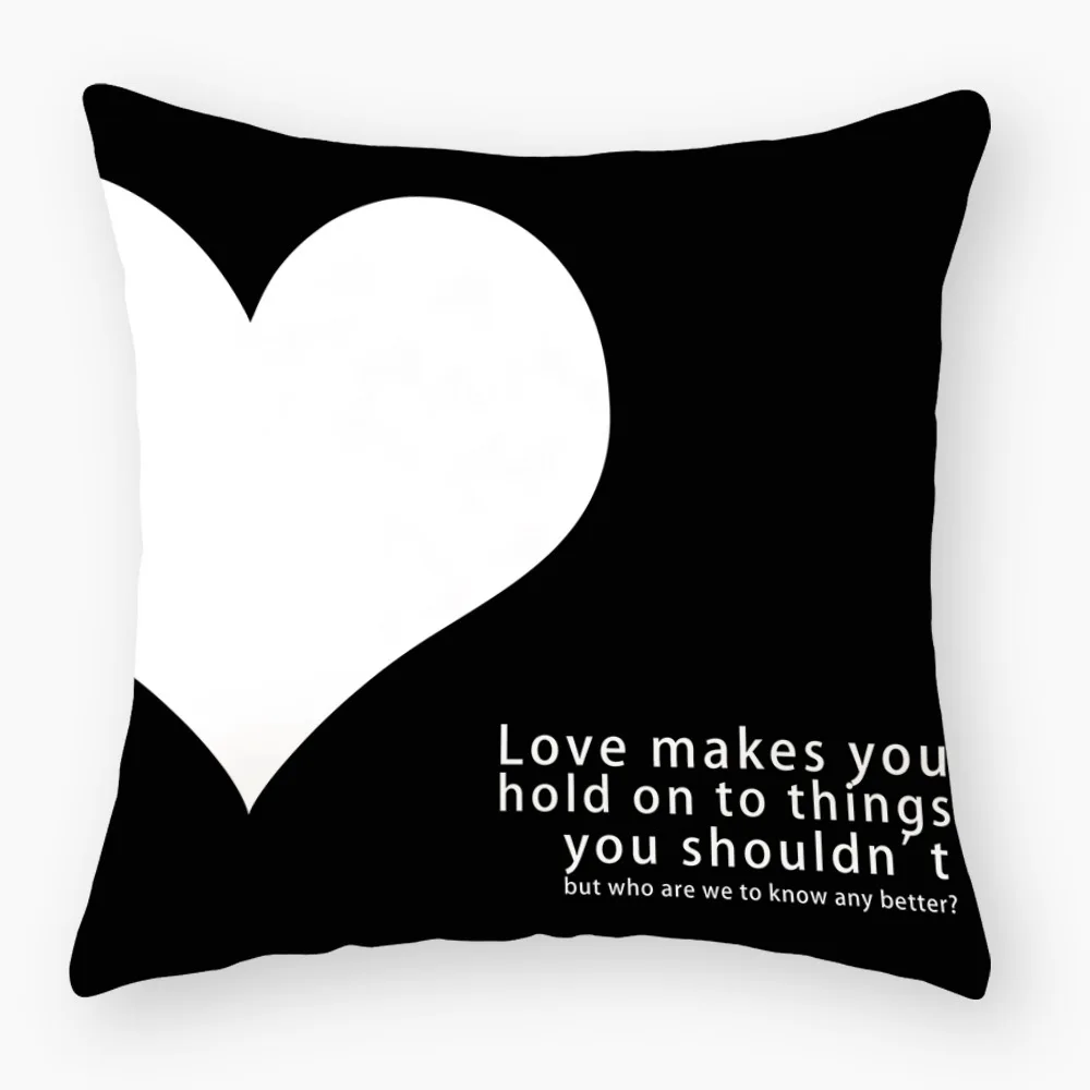 

Red Rose Flower Heart Polyester Decorative Throw Pillowcase I Love You Letter Cushions Cover for Sofa Car Valentine's Day Gift