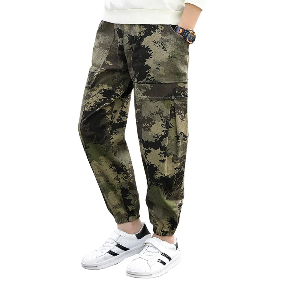 Штаны для мальчиков камуфляжные брюки карго повседневные узкие детские Осень