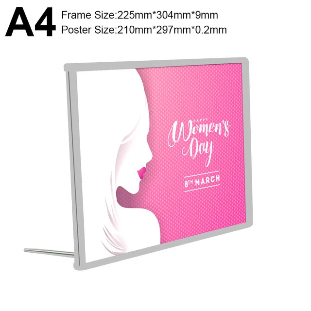 A4 Silver Frame Светодиодный светильник, коробка для косметического магазина, освещение, рекламный плакат, рамка для Европы и Америки, маркетинговый продукт, демонстрационный светильник, коробки - Мощность в ваттах: A4 Silver Frame