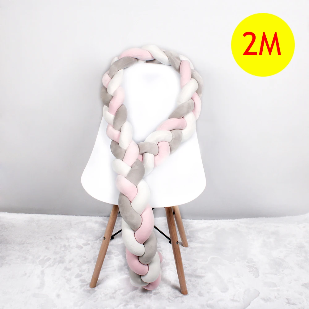 Color mixing 2m 1 шт., 1 м/2 м/3 м, длина, скандинавский узел, бампер для новорожденных, длинный вязаный плюшевый узел, младенец, пинцет для кроватки, подушка, украшение детской комнаты - Цвет: Color mixing 2m