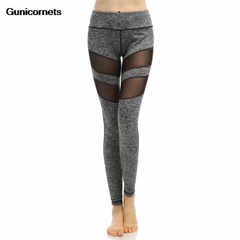 Женские Штаны Для Йоги черные и серые сексуальные сетчатые брюки для бега