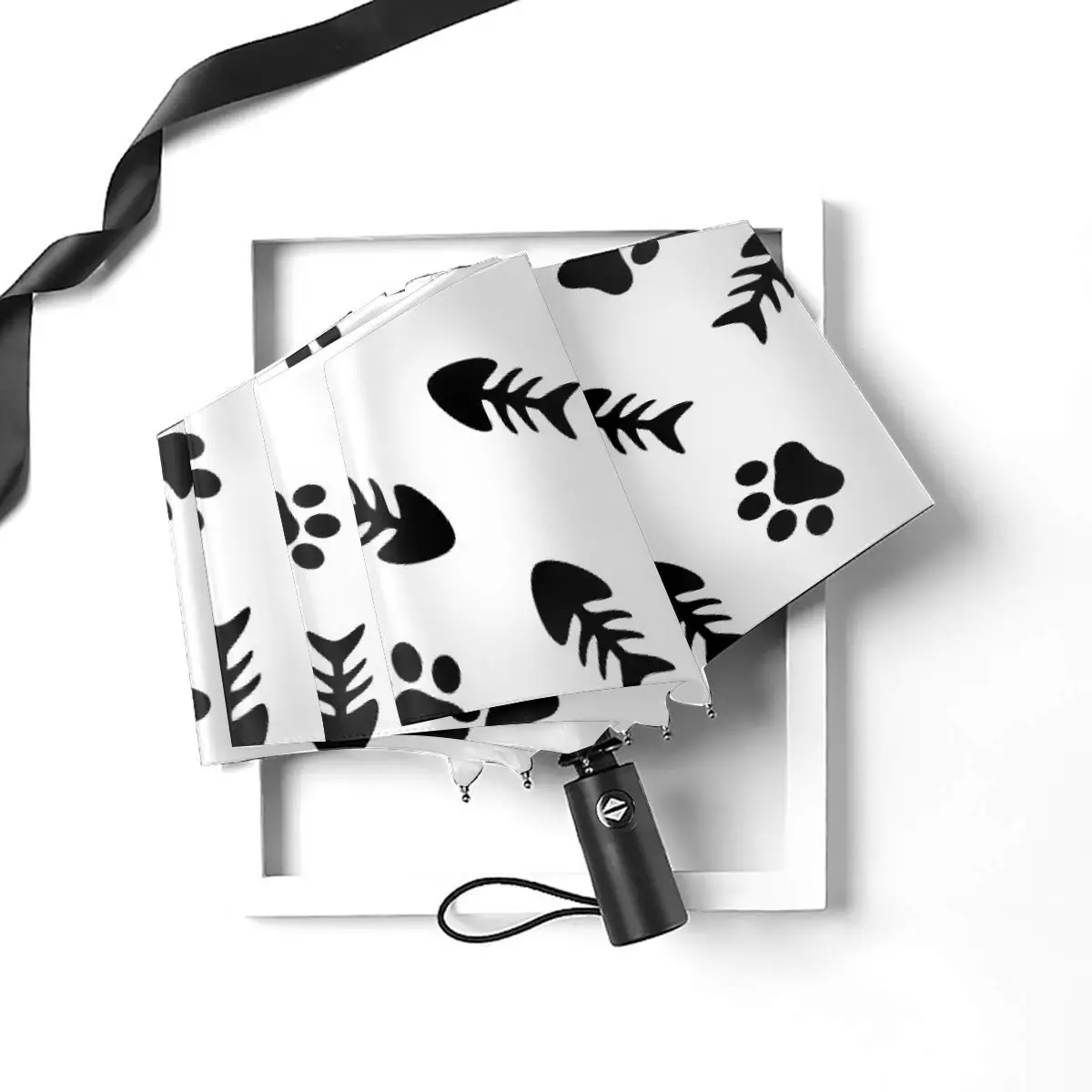 Online Automatico Ombrello Pioggia Donne Three-ombrello Di Lisca Di Pesce E Zampa Di Gatto Ombrello Antivento Femminile Impermeabile Parasole