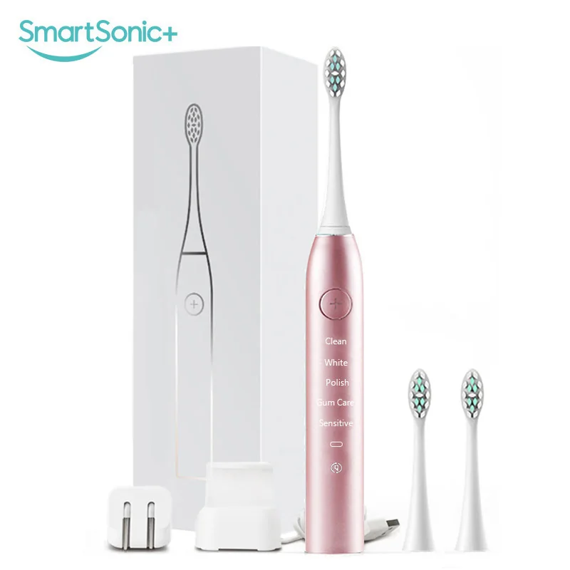Зубная щетка SmartSonic + электрическая с 2 сменными насадками|sonic electric toothbrush|electric