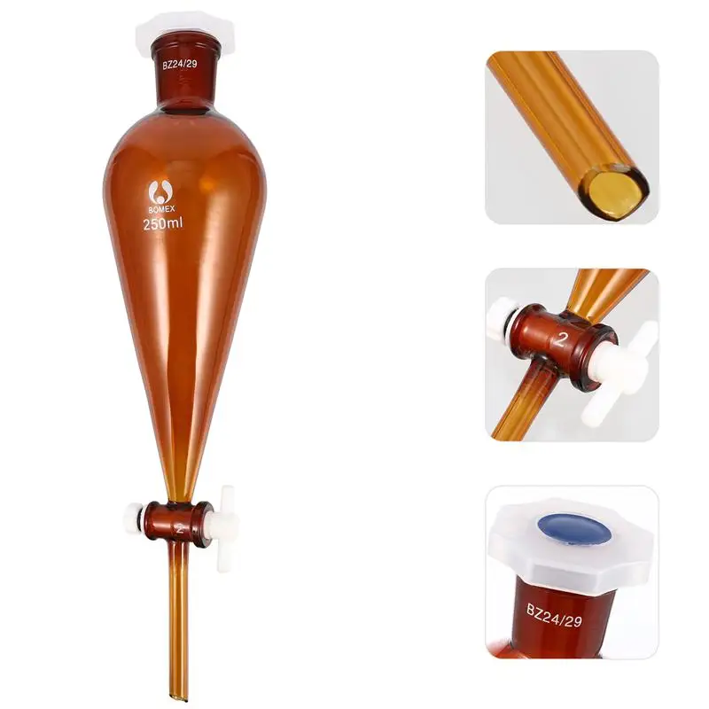

250ml Chemistry Laboratory Glass Pear Shaped Experimental Separatory Funnel