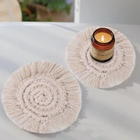 woven coaster boho coasters insulated woven coaster cup pad mat with tassels 5o