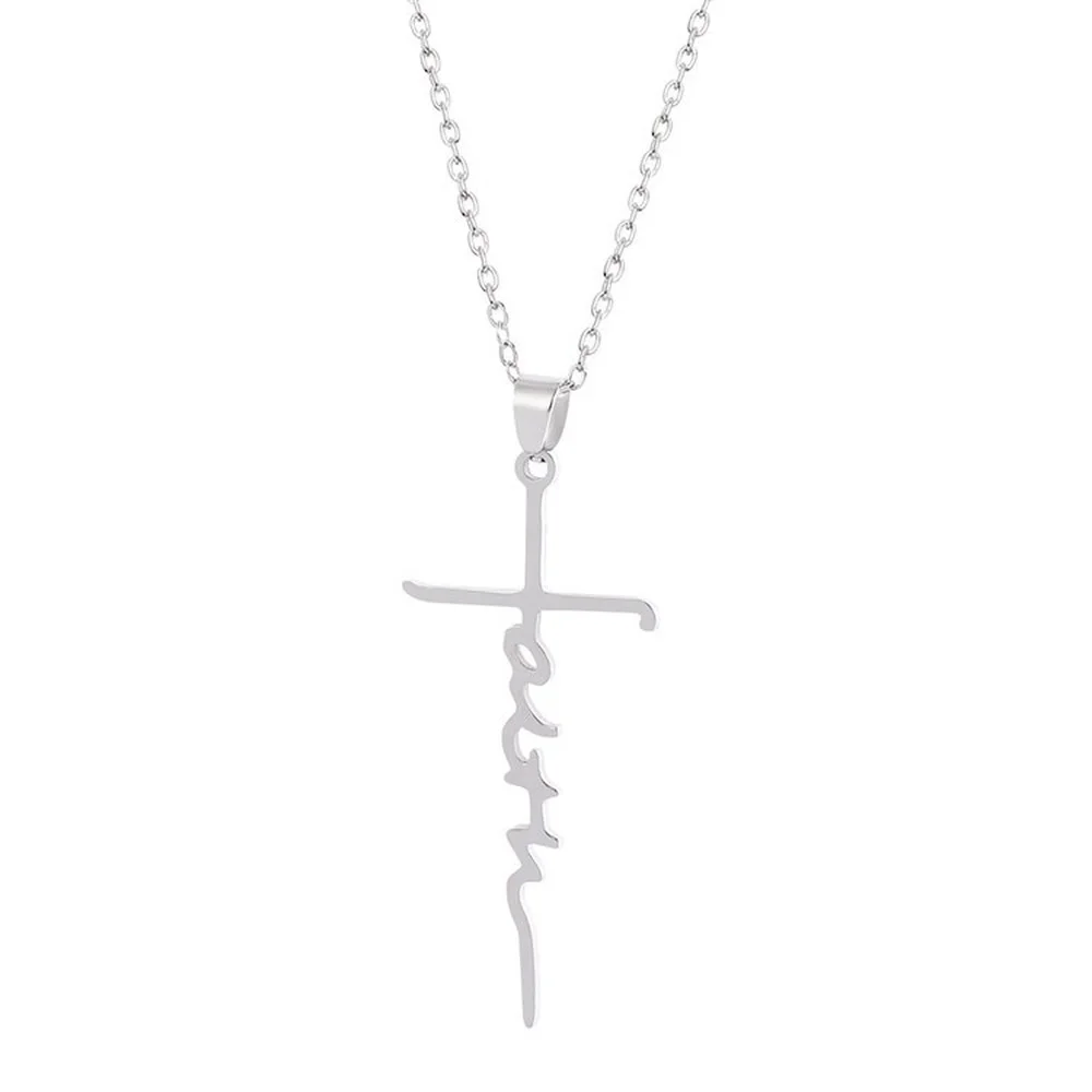 

2021New European and American fashion ladies party stainless steel cross pendant necklace design fashion trend style necklace