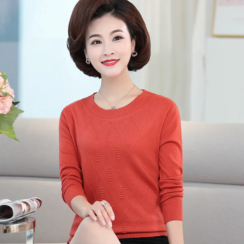 Осень 2020 Новые свитера для женщин среднего возраста пуловеры размера плюс с