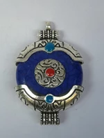 yizhu cultuer art collection old china tibet silver handmade inlay jewelry pendant amulet decoration gift