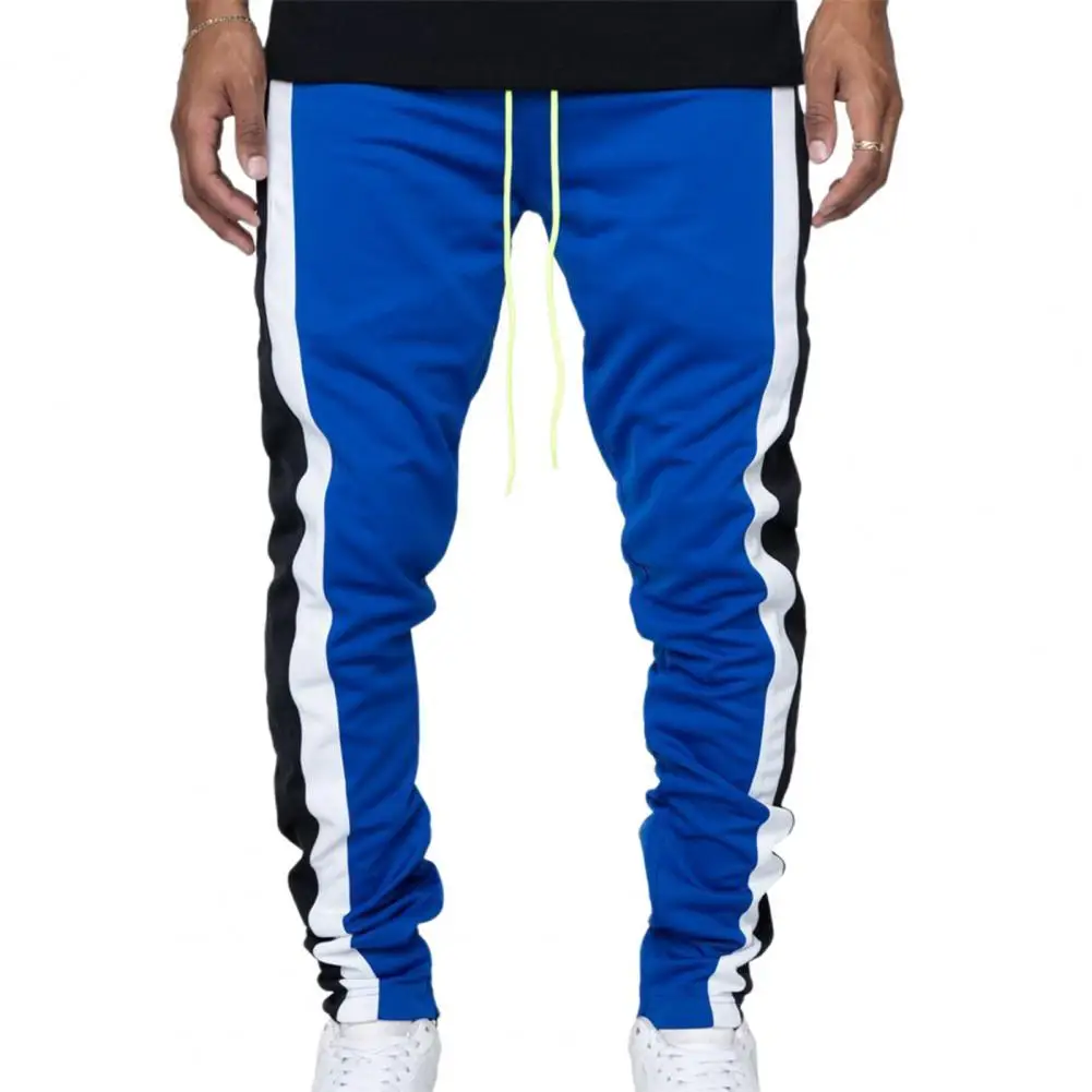 

Men's Muscular Tight Trousers Sports Leisure Contrast Color Zipper Pencil Pants New Autumn Jogging Drawstring Pants Men