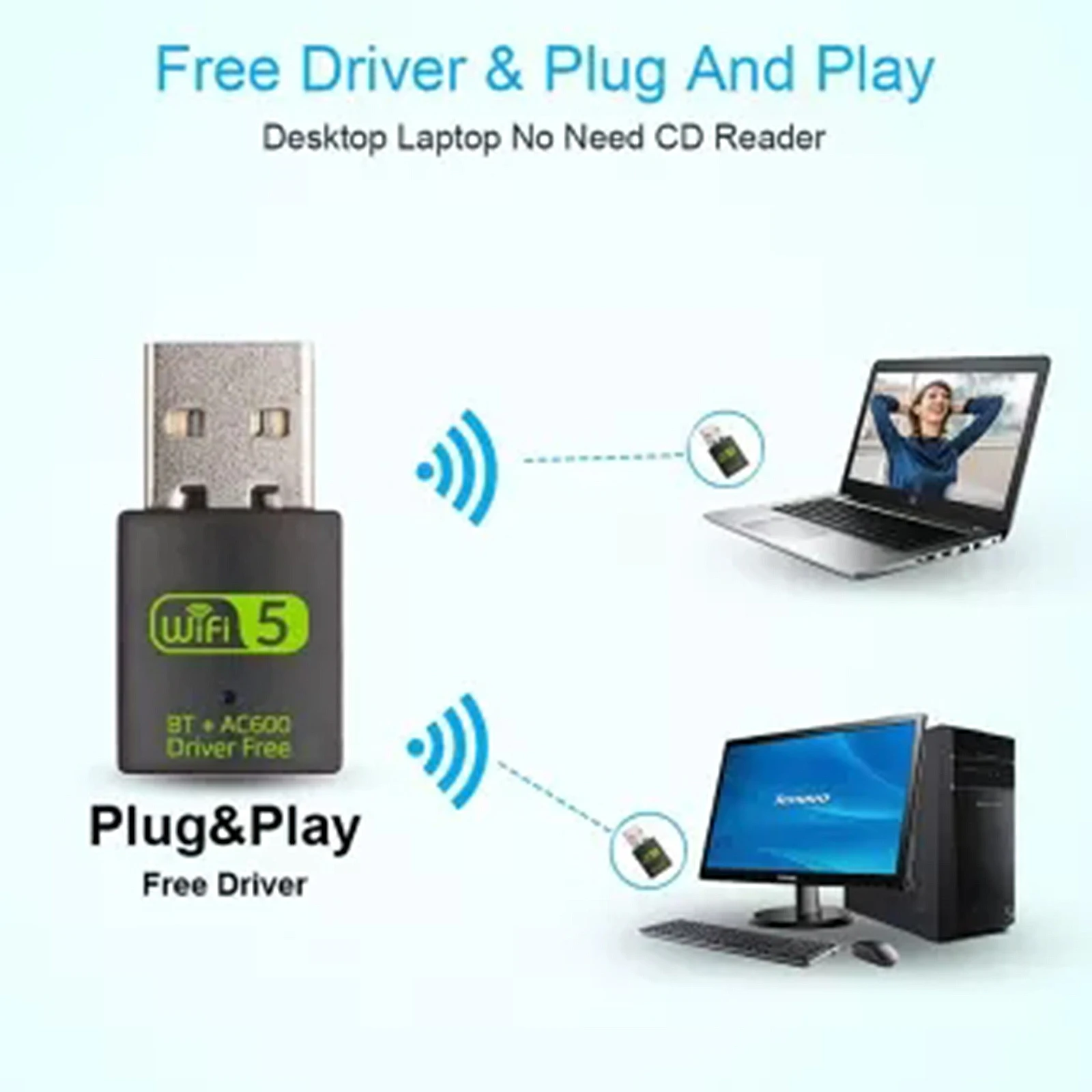 USB WiFi адаптер 600 Мбит/с 2 4 ГГц Wi-Fi 5 приемник со встроенным антенна телевизионная