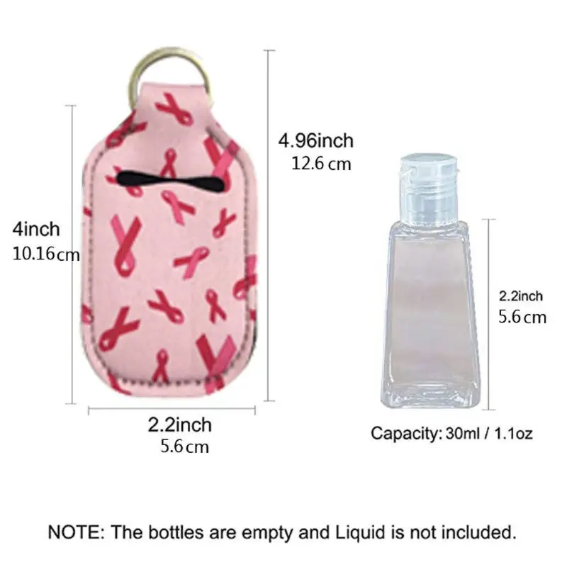 

Hand Sanitizer Keychain Holder Travel Bottle Refillable Containers 30ml Flip Cap Reusable Bottles with Keychain Carrier
