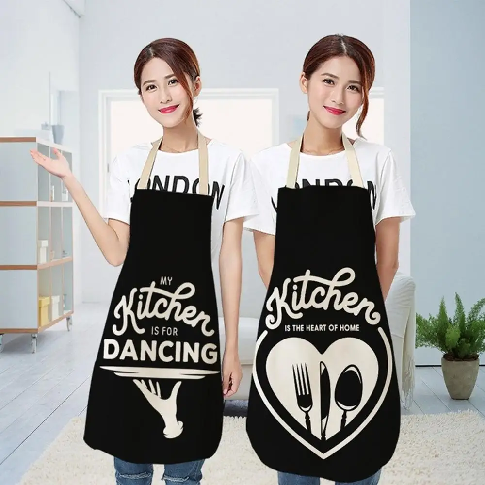 

Sleeveless Cotton and Linen Kitchen Apron Black and White Patterned Ladies Apron For Kitchen Kitchen Apron For Baking Bib Tool