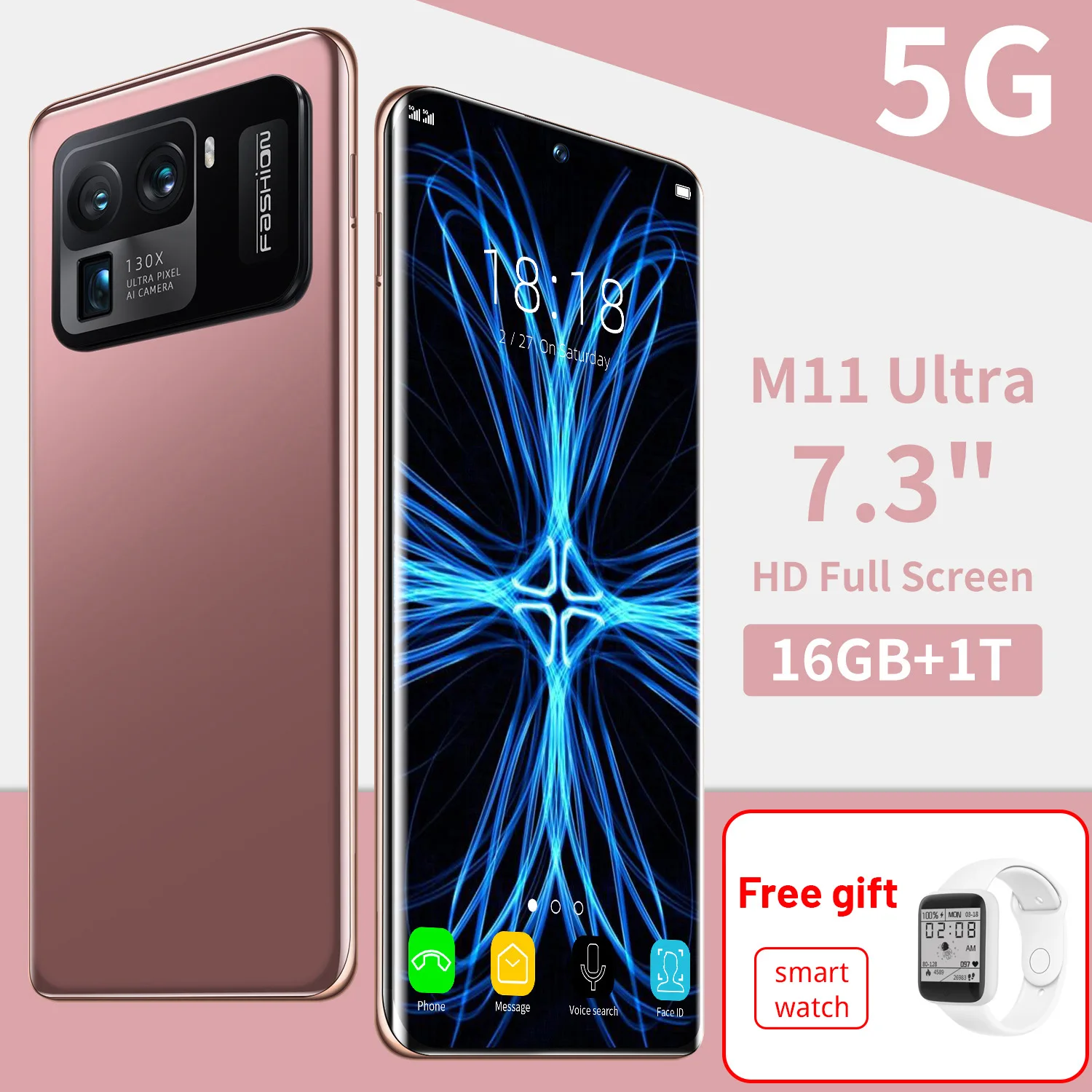 

M11 Ultra 7.3”16+1T Smartphone Android 6800mah Qualcomm Snapdragon 888 Deca Core Cell Phone 5G Dual Card Unlocked Cell Phones